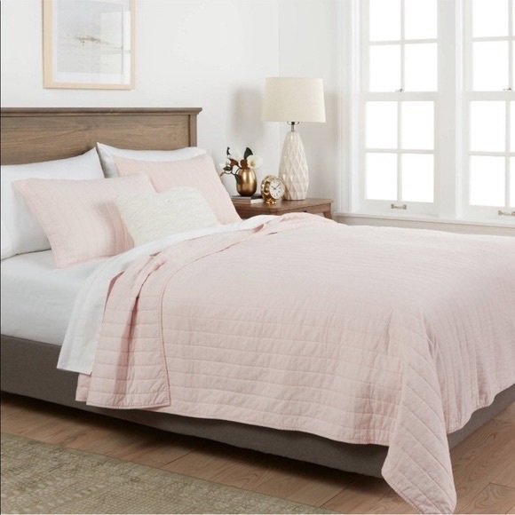 Threshold™ Heavyweight Cotton Linen Blend Quilt Full Queen Belle Pink NEW - Picture 1 of 5
